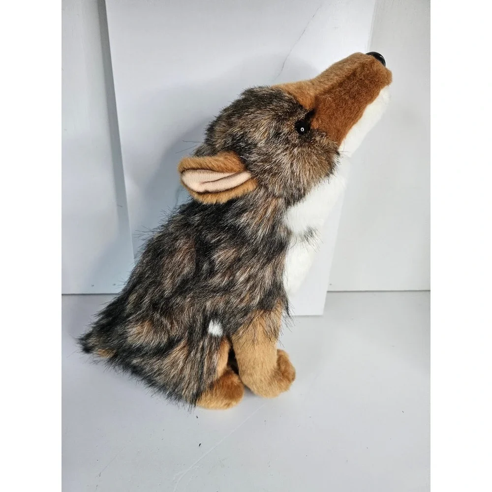 Douglas Cuddle Toy Howling Wolf Plush Stuffed Animal Brown Black 2016 Sitting